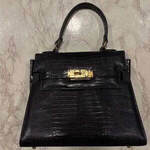 Francesco Rogani Genuine Leather suede black purse with gold hardware italian